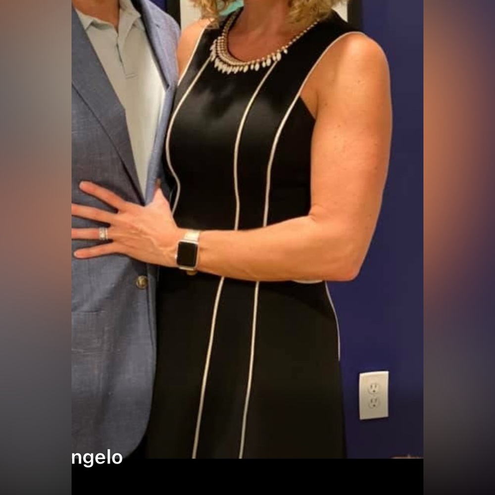 fab'rik Black Dress with Gold and White Embellishments